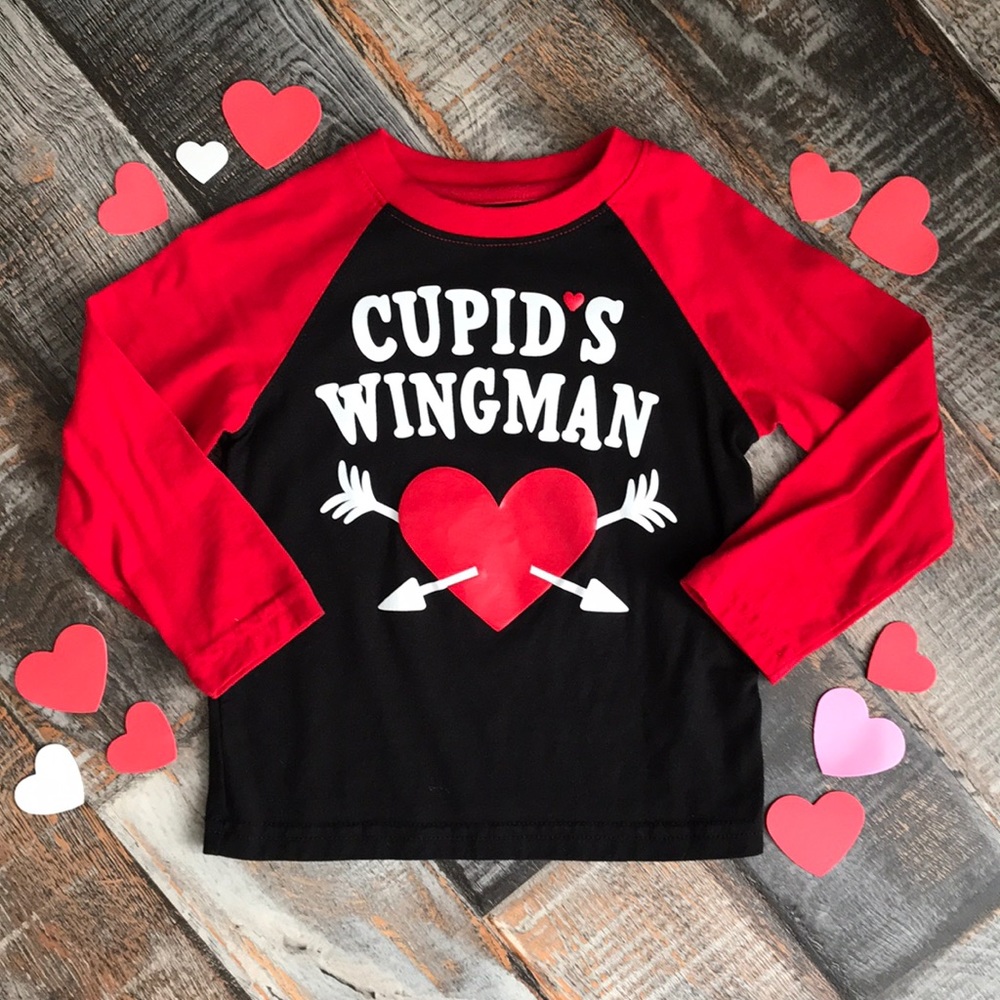 3T Valentines black and red long sleeve tee